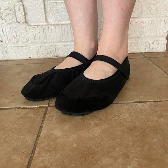 Y2k black velvet toe ballet flats - Picture 1 of 5